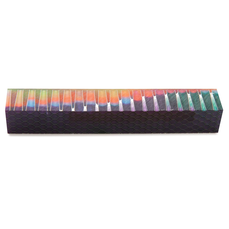 Honeycomb Acrylic Pen Blank - 3/4" x 3/4" x 5" - Color:Fluorescent Tie Dye